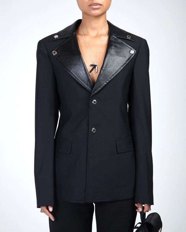 BLAZER CL71 LEATHER LAPEL BLACK