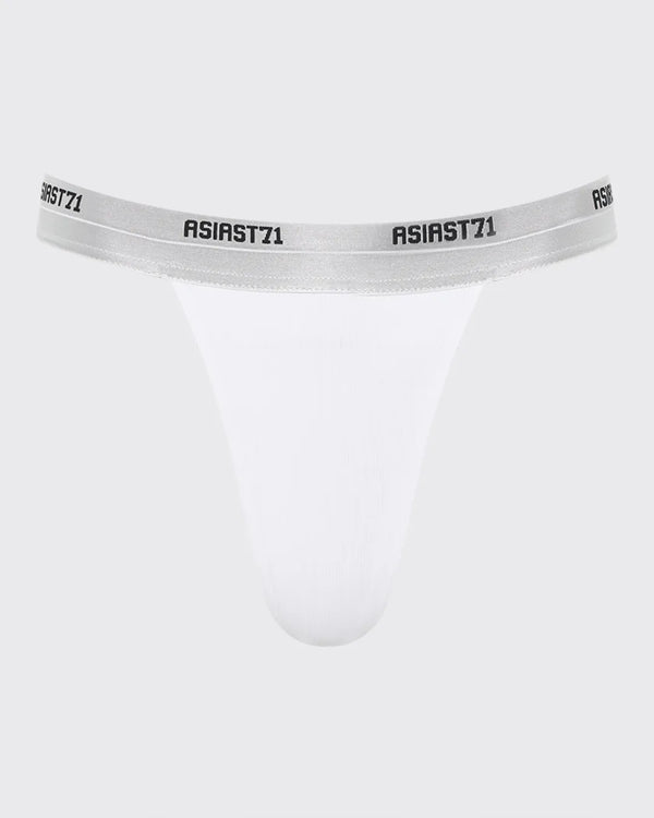 THONGS RIBBED LOGO WHITE