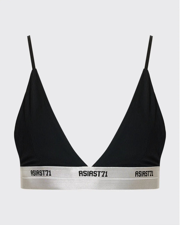 TOP BRA RIBBED TRIANGLE LOGO RIBBON BLACK