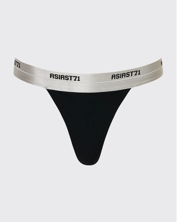 THONGS RIBBED LOGO BLACK